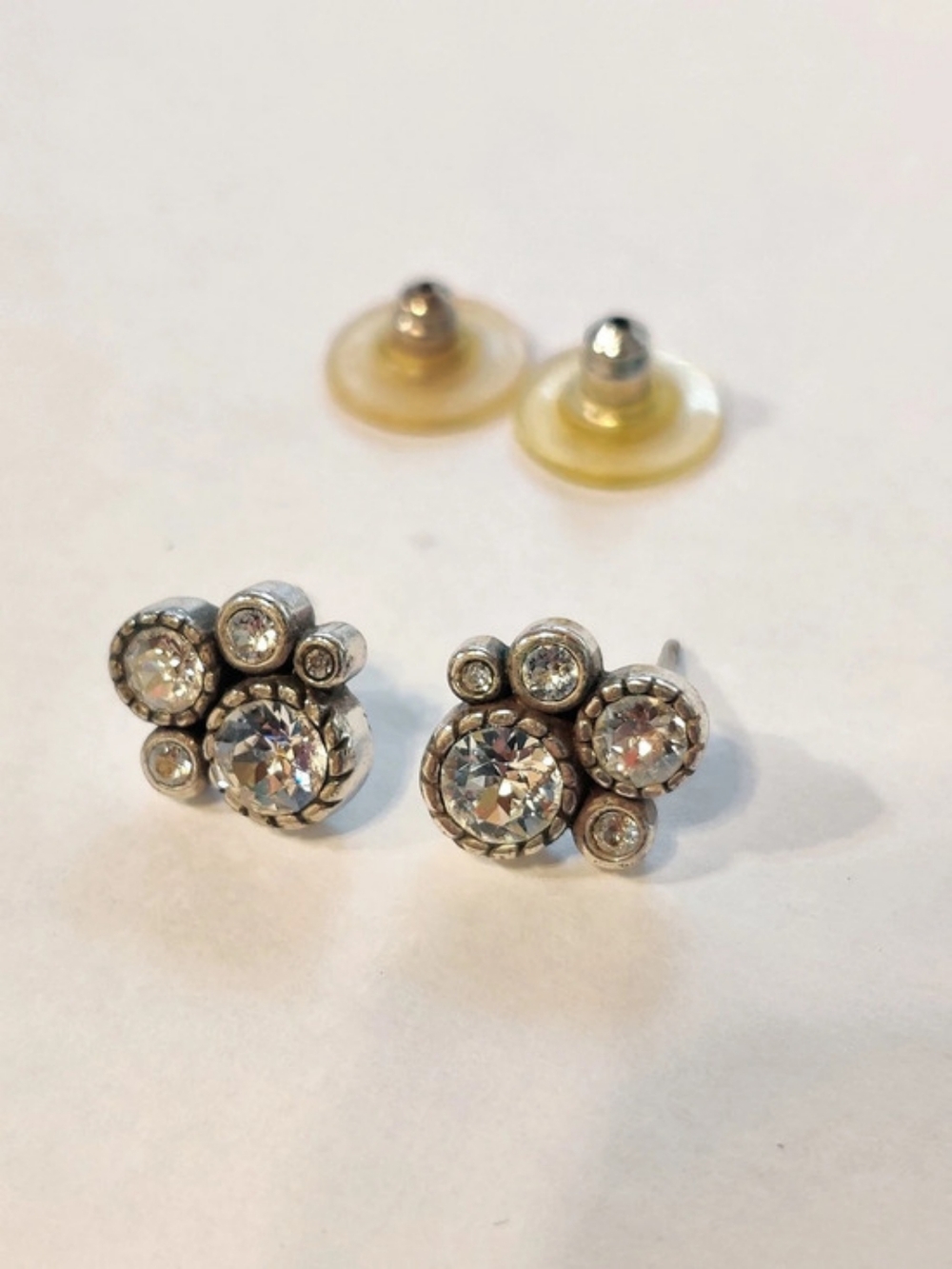 Brighton Halo Nova Cluster Post Crystal Stud Earrings in Silver